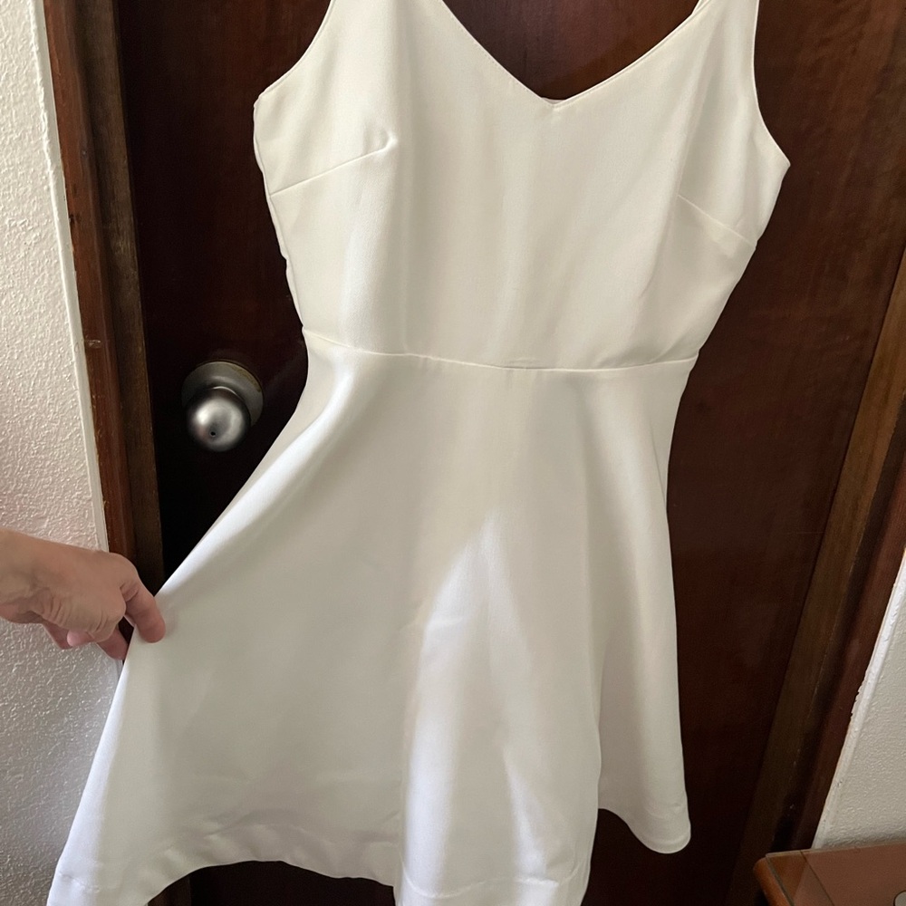 White Sleeveless Fit & Flare Dress, Perfect graduation mini skirt dress